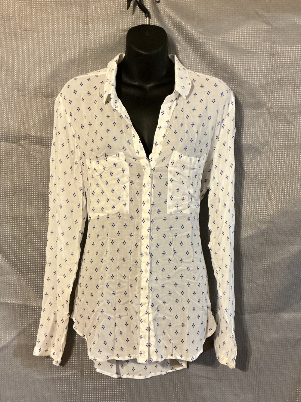 cloth & stone White Button-Down Shirt with Small Blue Print